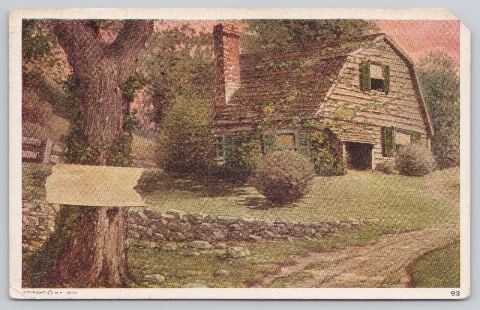 Vtg Post Card Cozy Cottage Scene D344
