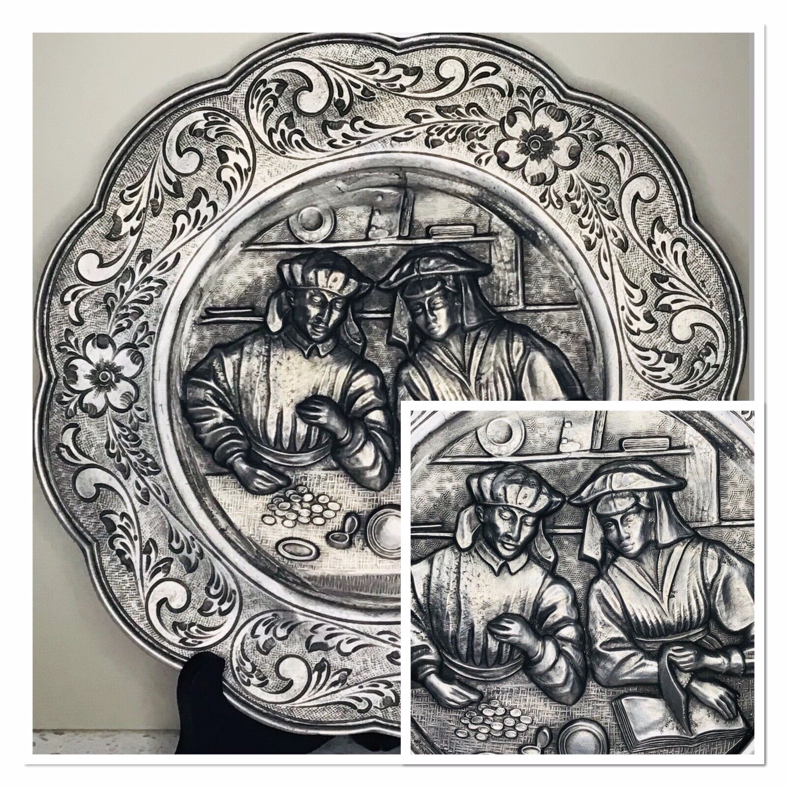 Rein Zinn German 1950 Pewter Wall Plate Exceptional Craftsmanship 890 Grams