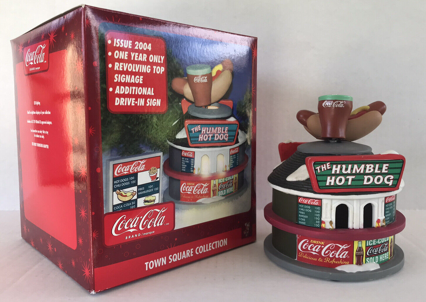 Vintage Coca Christmas Village Humble Hot Dog Stand Lighted Ceramic Building