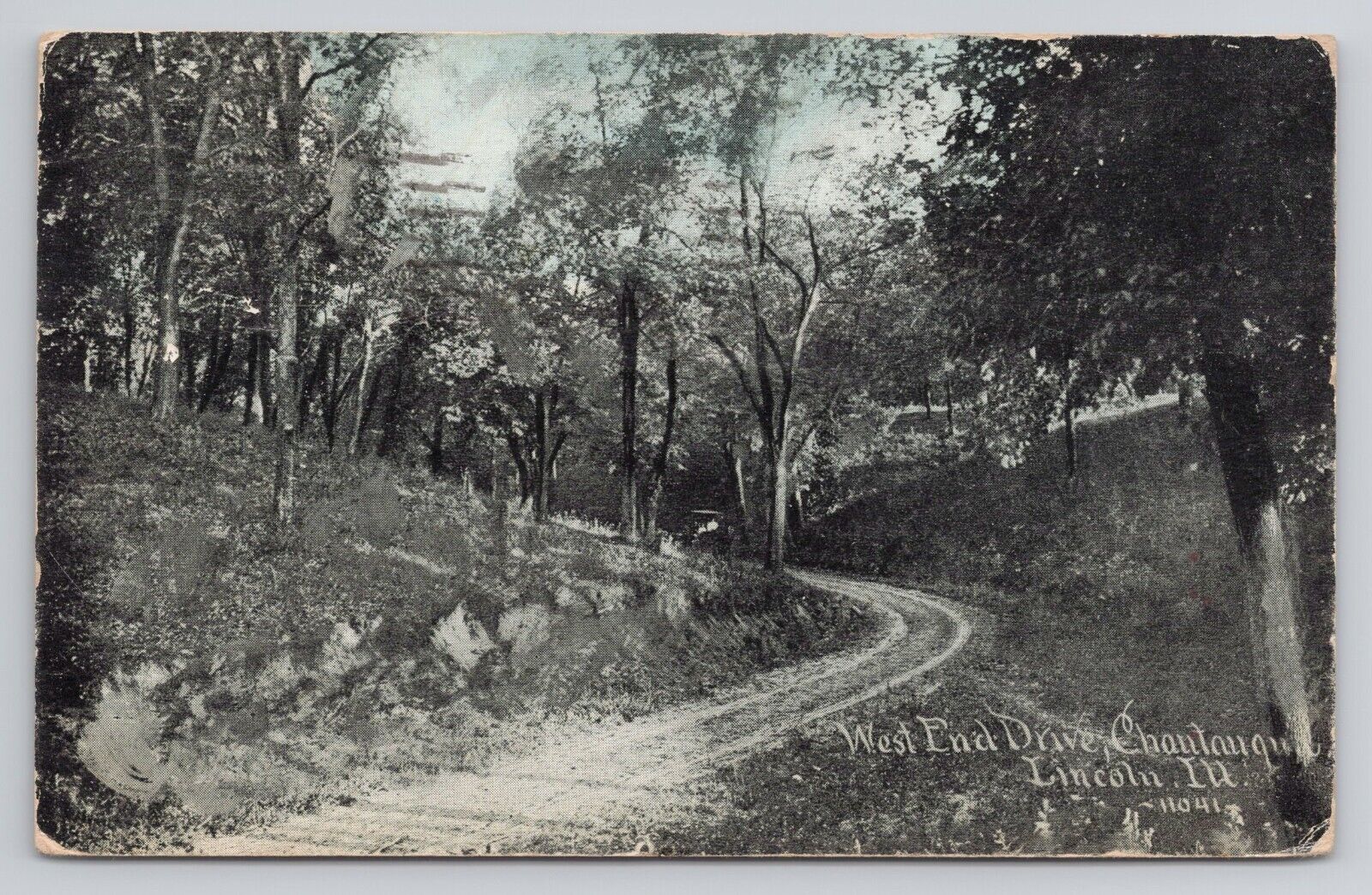 West end Drive Chautauqua Lincoln Illinois 1911 Antique Postcard