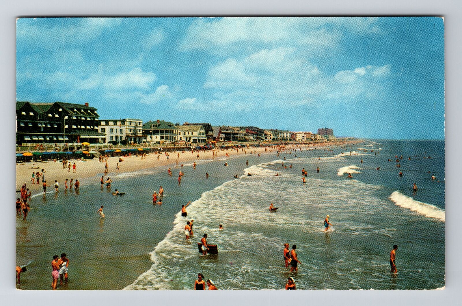 Virginia Beach VA-Virginia, People Swimming at the Beach, Vintage Postcard