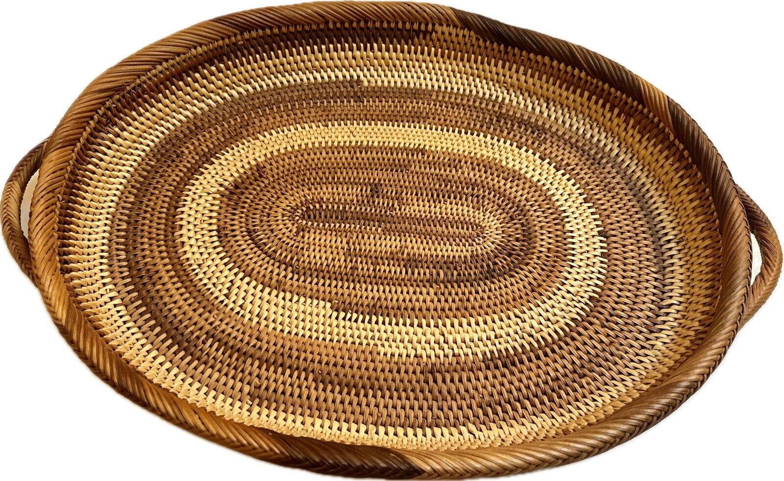 Large Oval Woven Basket Tray With Handles