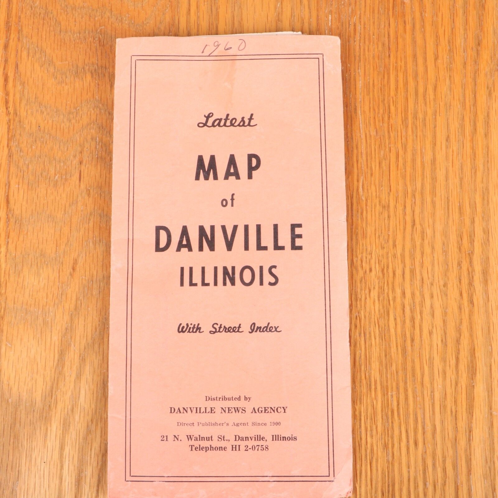 1960 Danville Illinois Map With Street Index Guide 