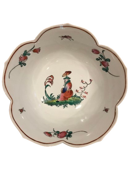 YT Hong Kong Porcelain Bowl Hand Painted Chinoiserie Design