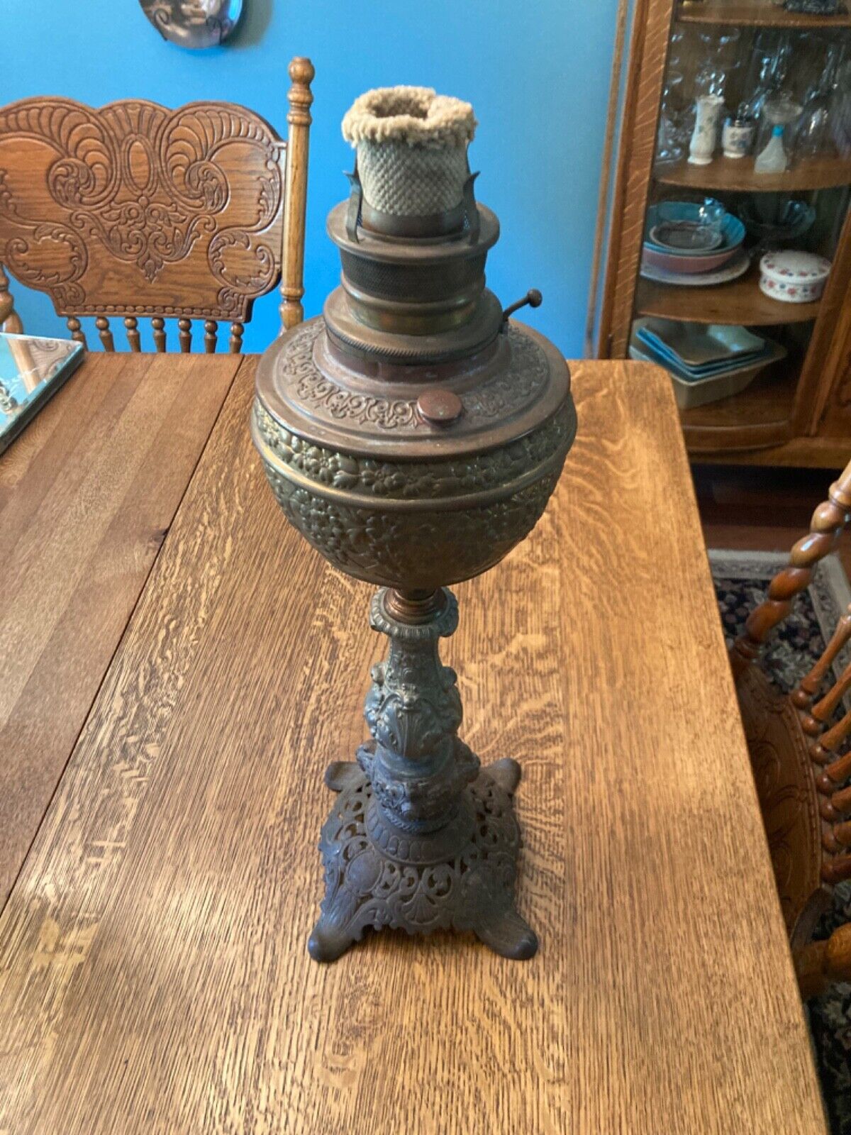 E.M. & Co. Antique Oil Lamp