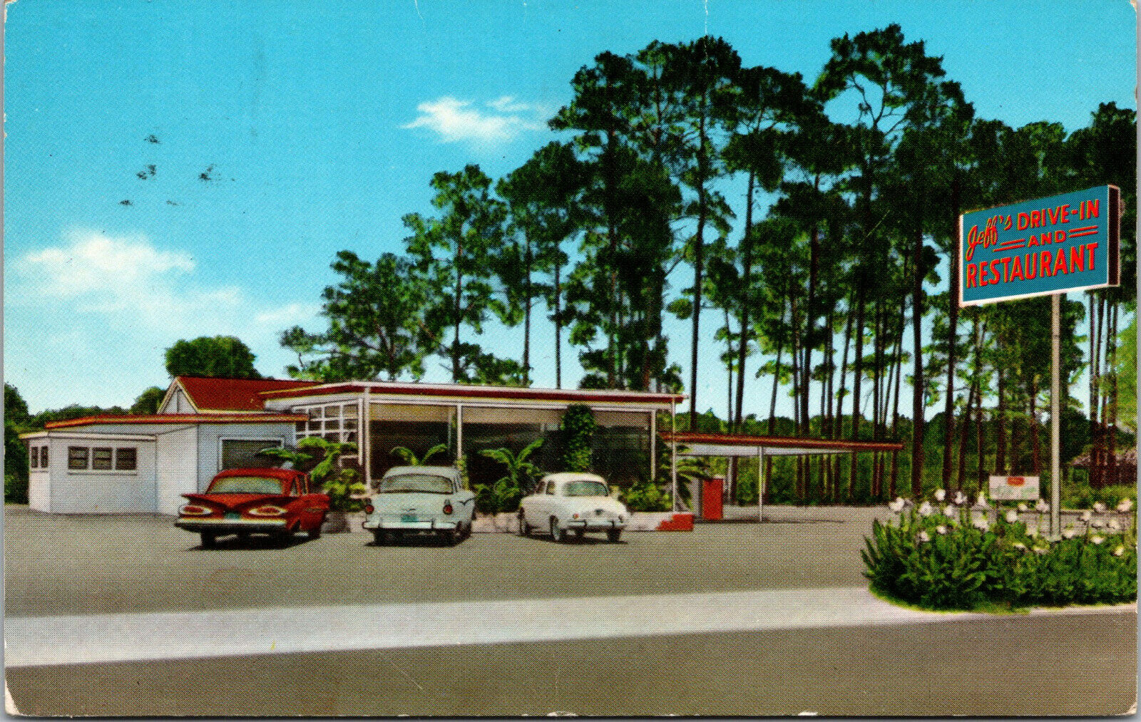 Vtg 1970\'s Jeffs Restaurant Old Cars Homerville Georgia GA Roadside Postcard