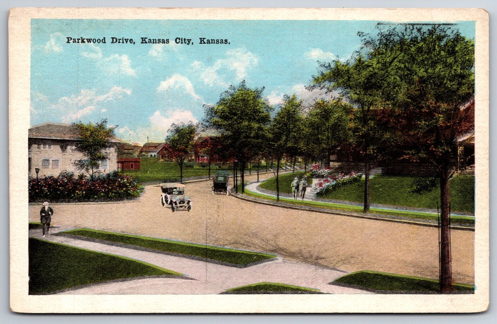 Kansas City Kansas~Parkwood Drive~Residential Area~1920s Postcard