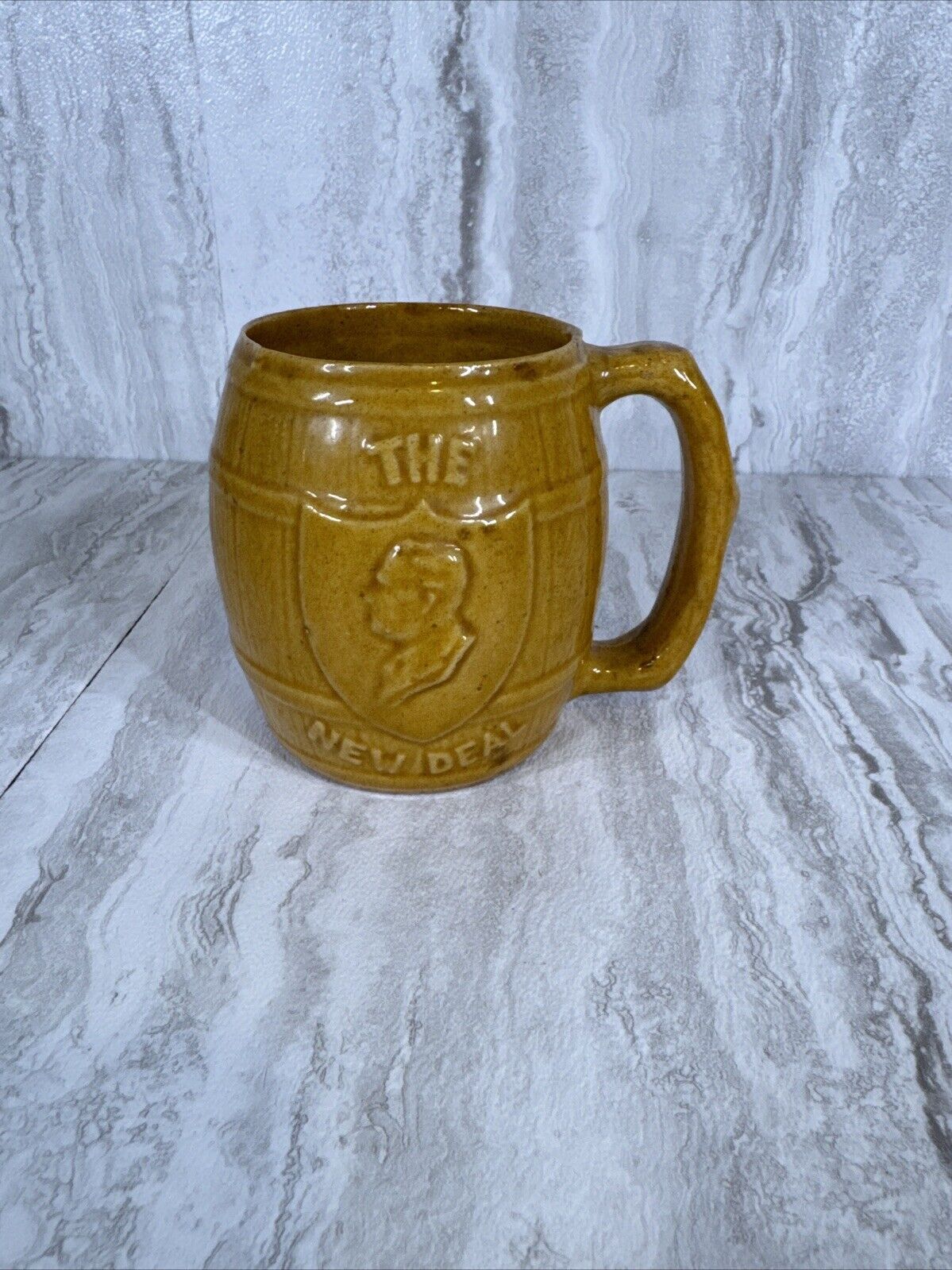 Vintage Mug - President Franklin Roosevelt FDR - The New Deal - Whiskey Barrel