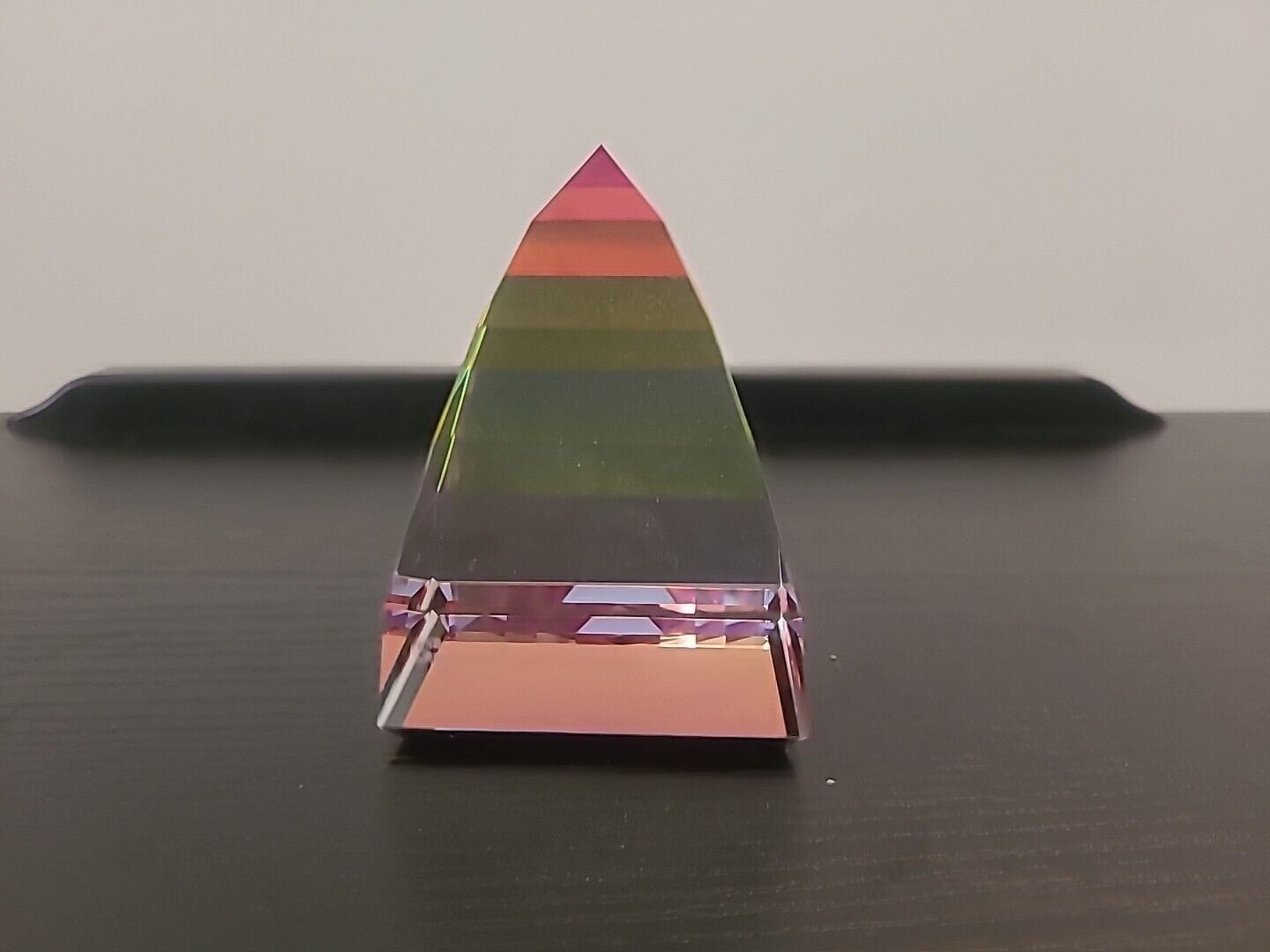 Swarovski Crystal Prism Pyramid Rainbow,  Paperweight, Retired. NO BOX.