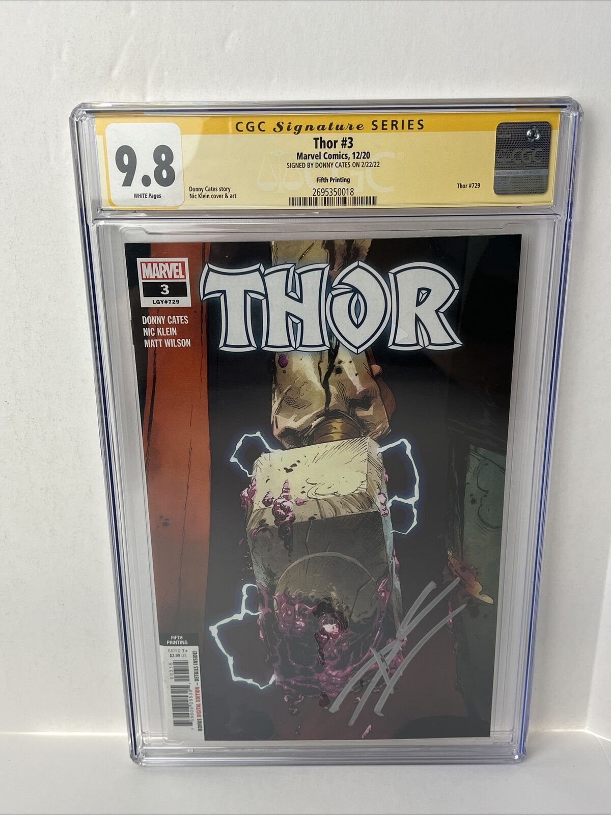 Thor #3 Fifth Printing CGC 9.8 Signature Series: Donny Cates (Marvel, 2020)