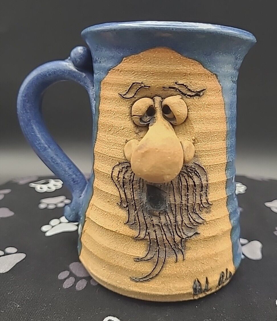 Bearded Face Man Mug Peter Petrie 1974 Pottery Stoneware Hand Signed 