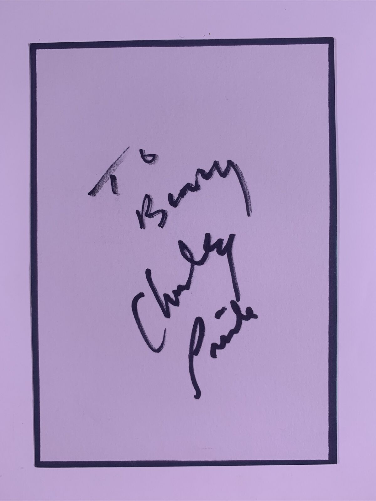 Charley Pride Signed Card Original Authentic From The Collection Of Barry M