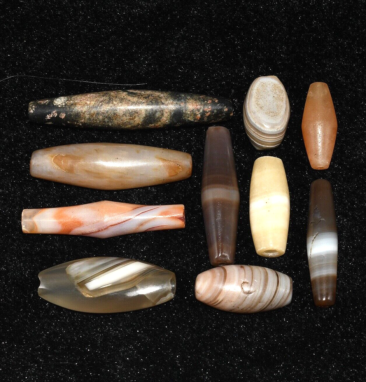 10 Genuine Ancient Central Asian & Middle Eastern Agate Stone Beads