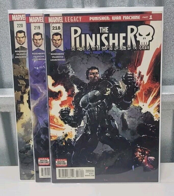 Punisher 218 219 220 First Punisher As War Machine / 218 =GD / 219-220 VF