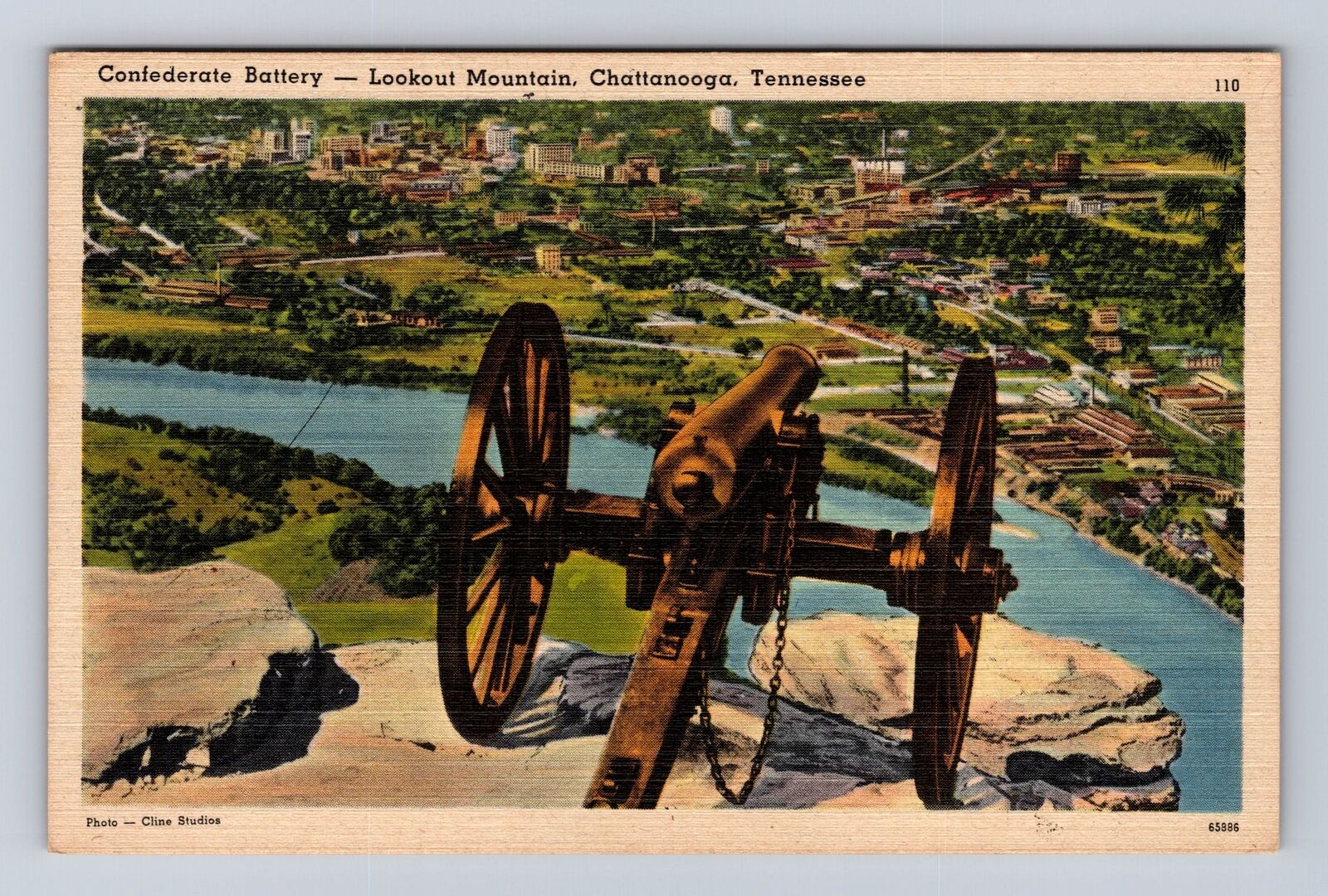Chattanooga TN-Tennessee, Battery, Lookout Mountain, Antique, Vintage Postcard