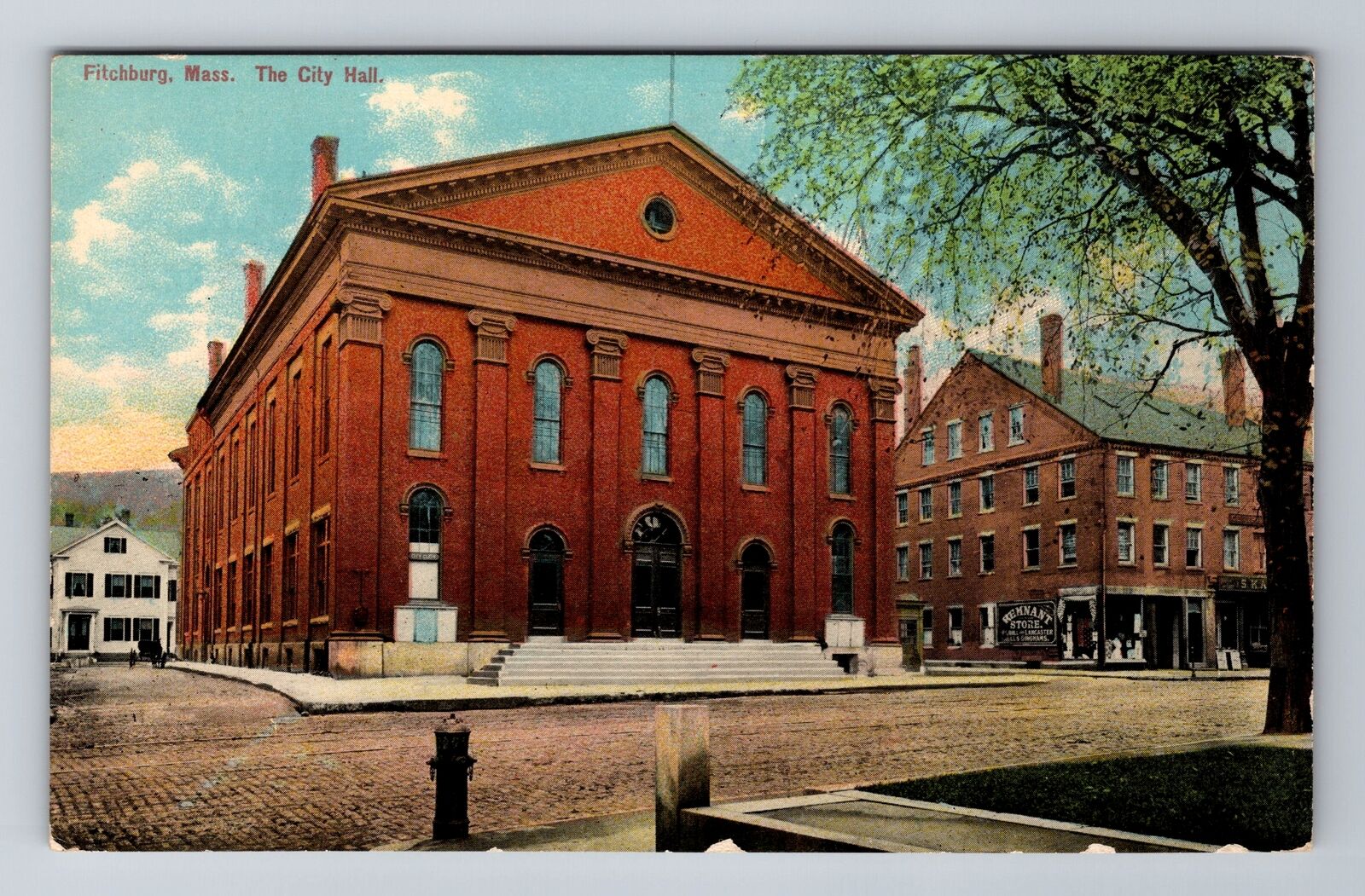 Fitchburg MA-Massachusetts, The City Hall, Antique Vintage Souvenir Postcard