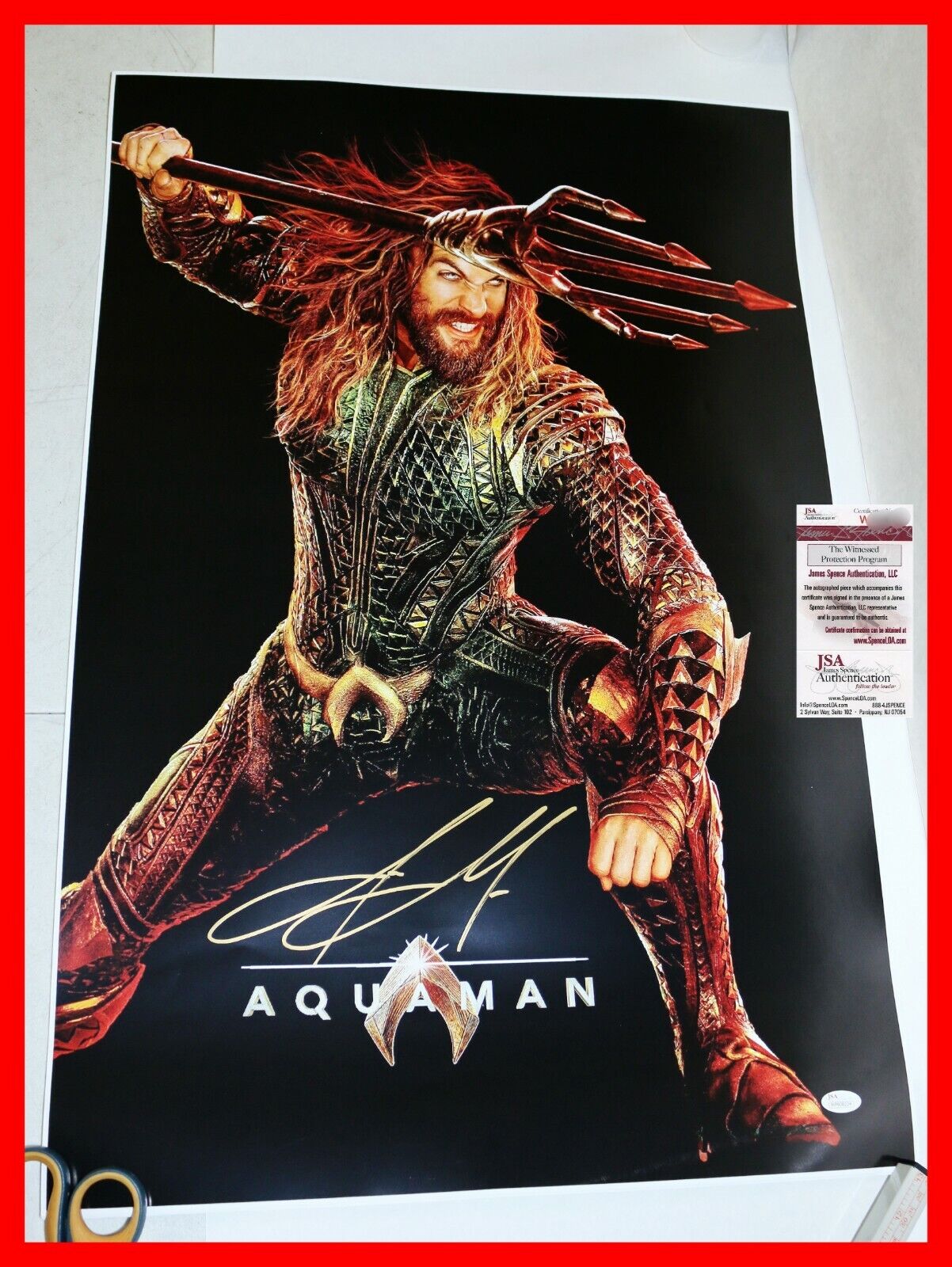 🔥 Jason Momoa Signed Justice League Aquaman 20x30 Photo Poster JSA WITNESS COA