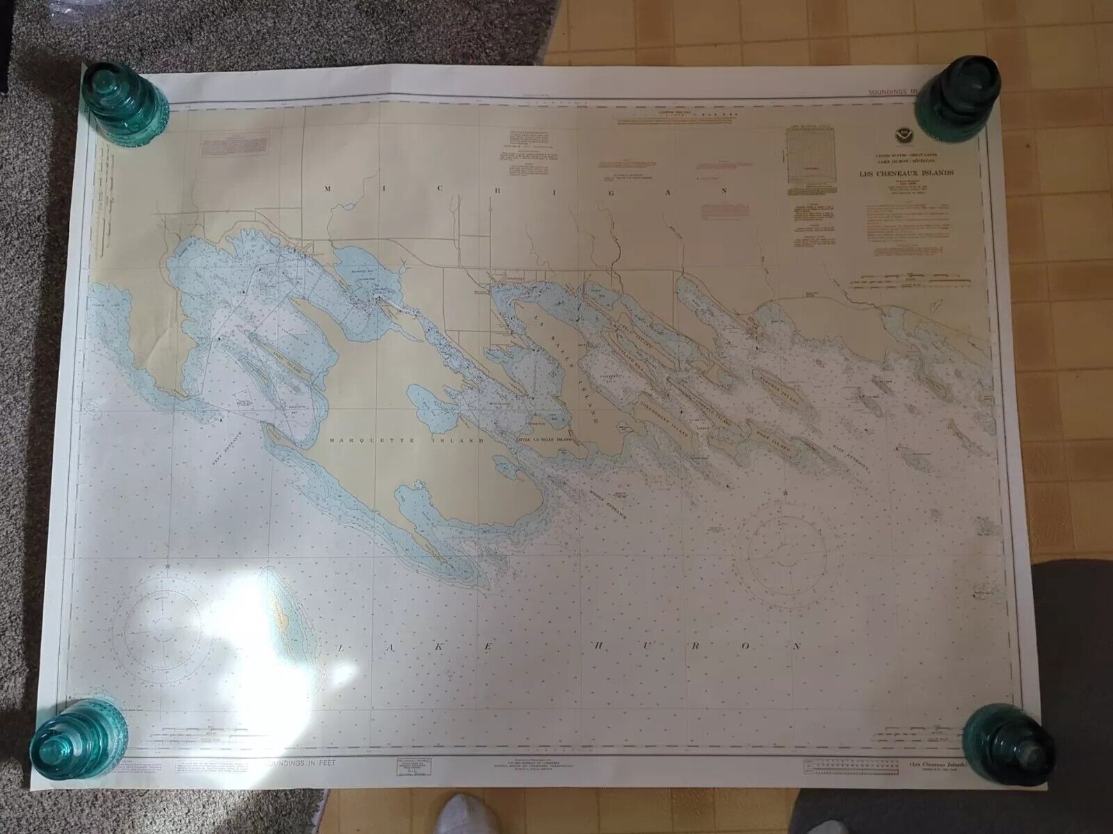 Vintage Cheneamx Island Map/Chart Cheneamx Is Located In Upper Peninsula Of MI 