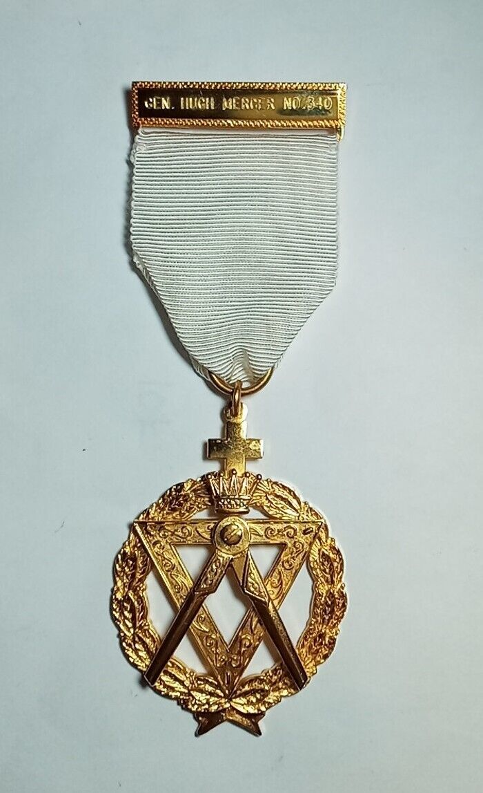 Vintage Masonic Freemason Named Gen. Hugh Mercer Award Jewel Pin Medal Badge