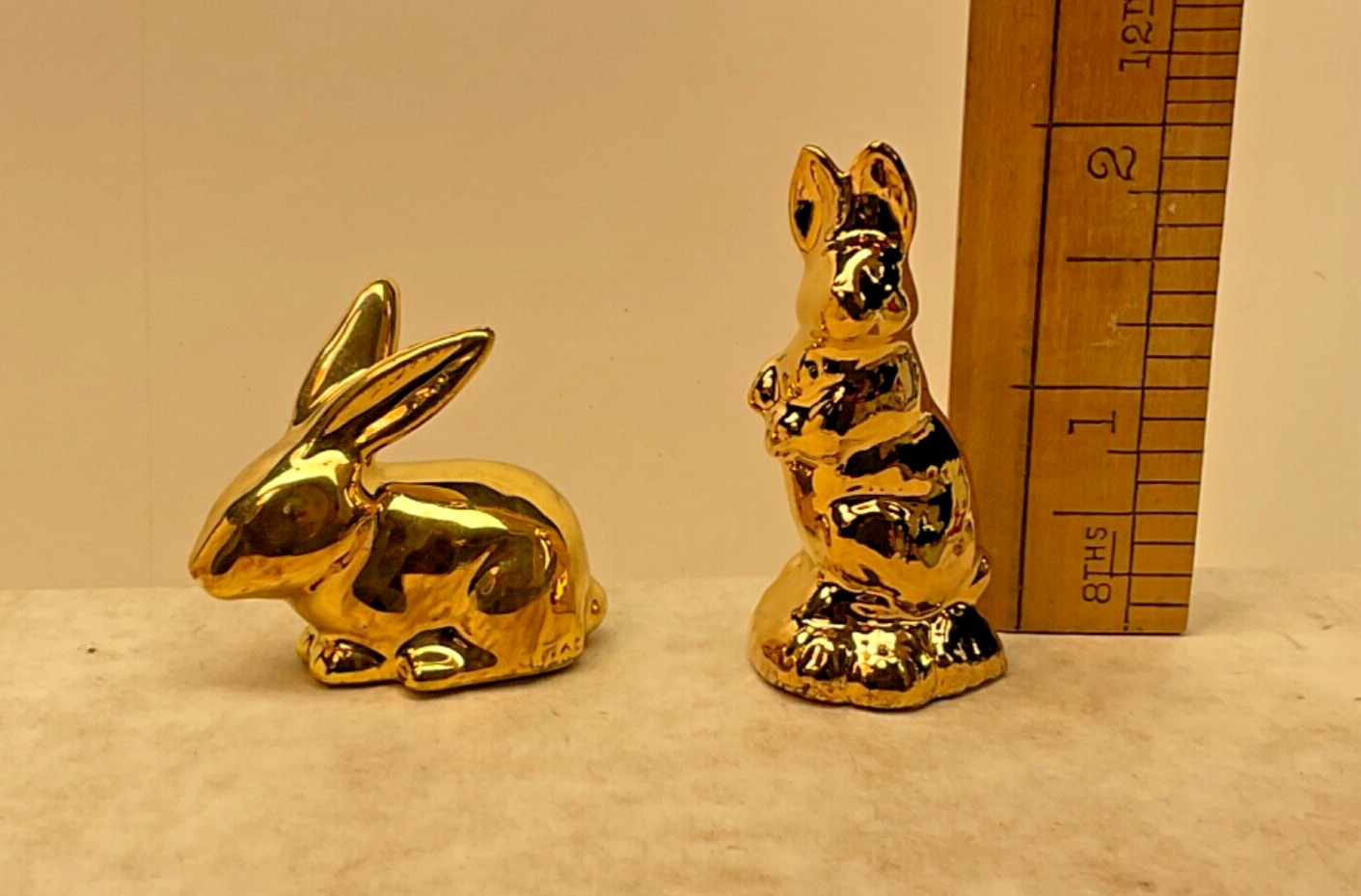 -Wade Fest PAIR of GOLD Rabbit or Bunny Figurines, Mint