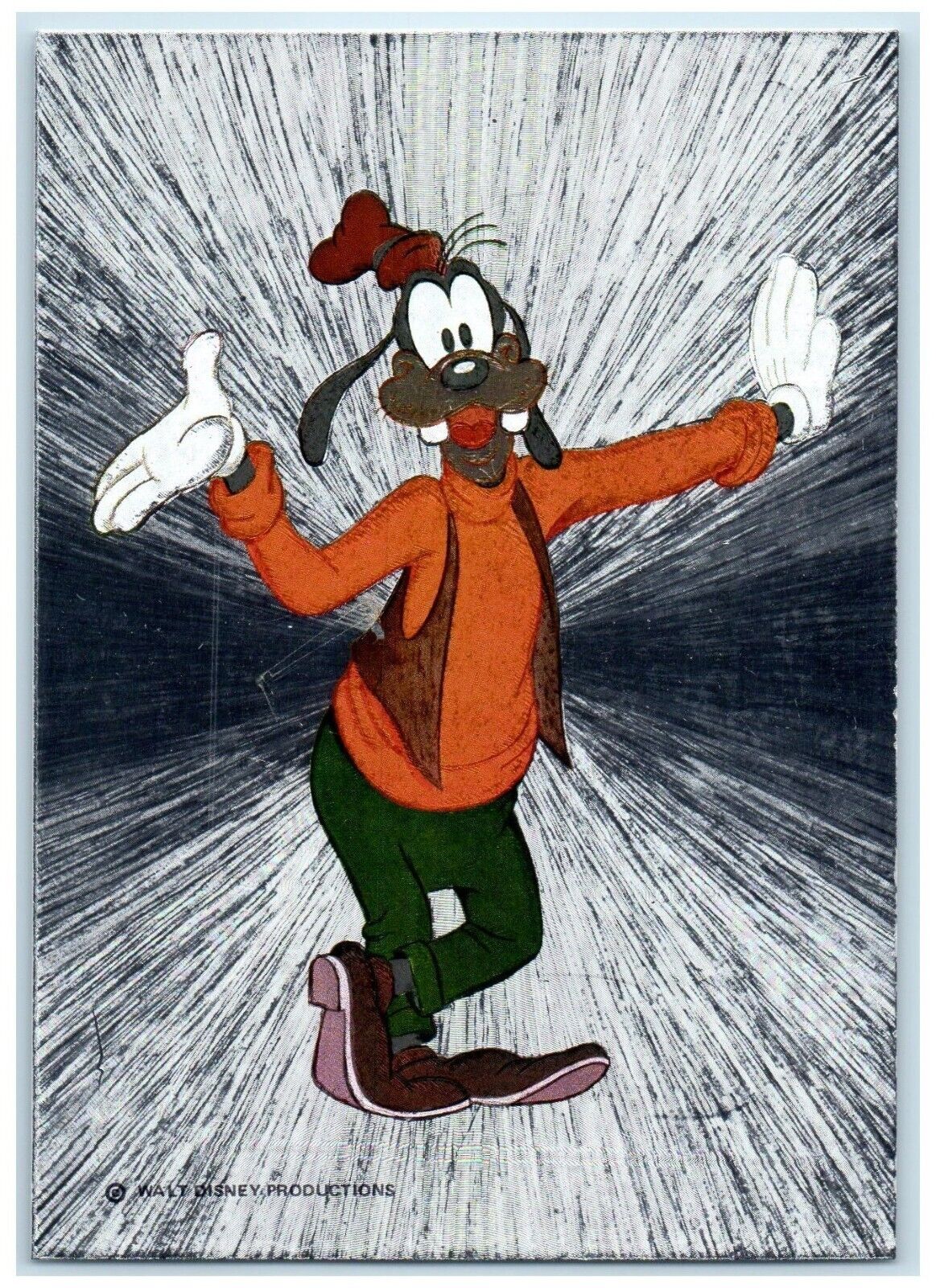 Dufex Goofy Metallic Disney Character Walt Disney Unposted Vintage Postcard