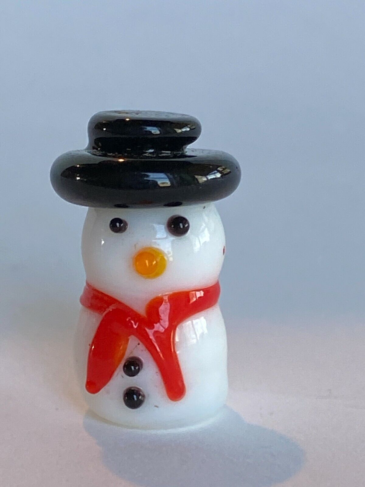 Miniature Glass Figurine Snowman Christmas Winter Pick 1 Size 7/8