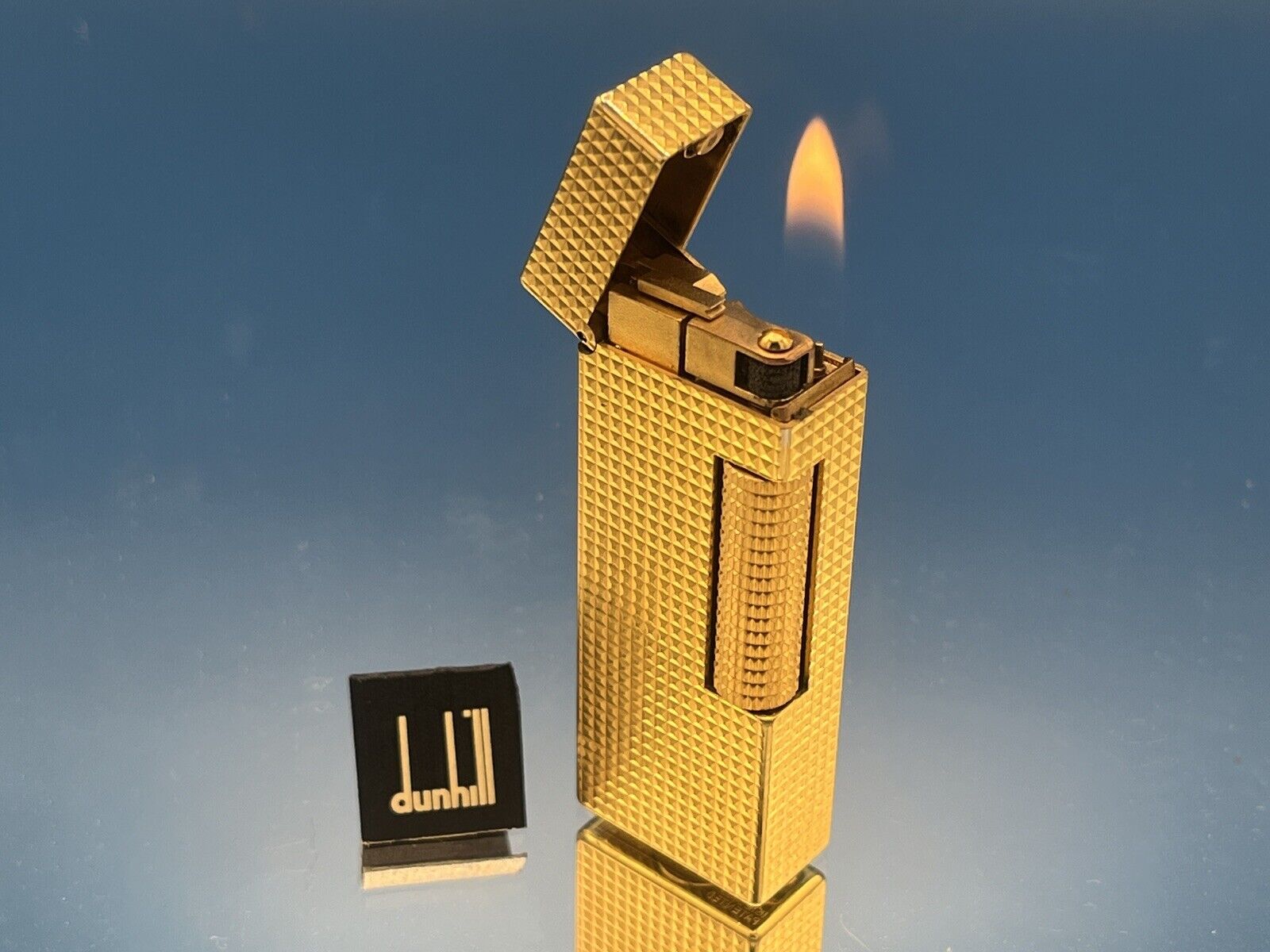 1980 Dunhill Rollagas, Gold Filled Hobnail Lighter #274 Warranted