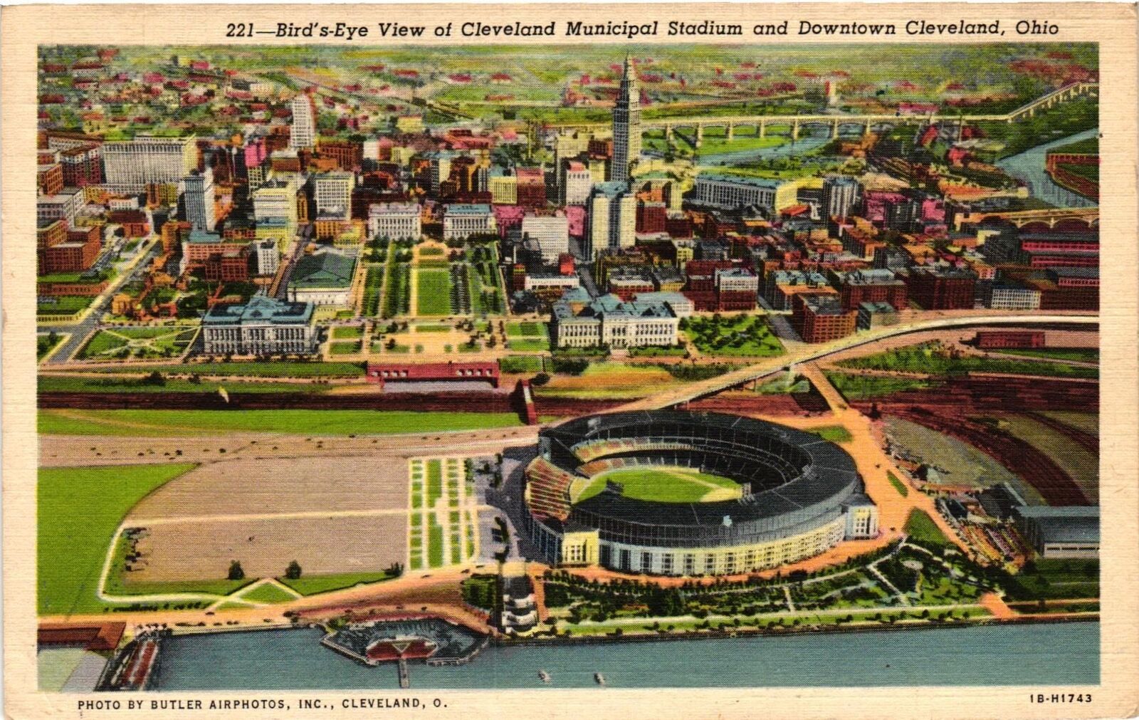 Vintage Postcard- CLEVELAND MUNICIPAL STADIUM AND DOWNTOWN, CLEVELAN Early 1900s