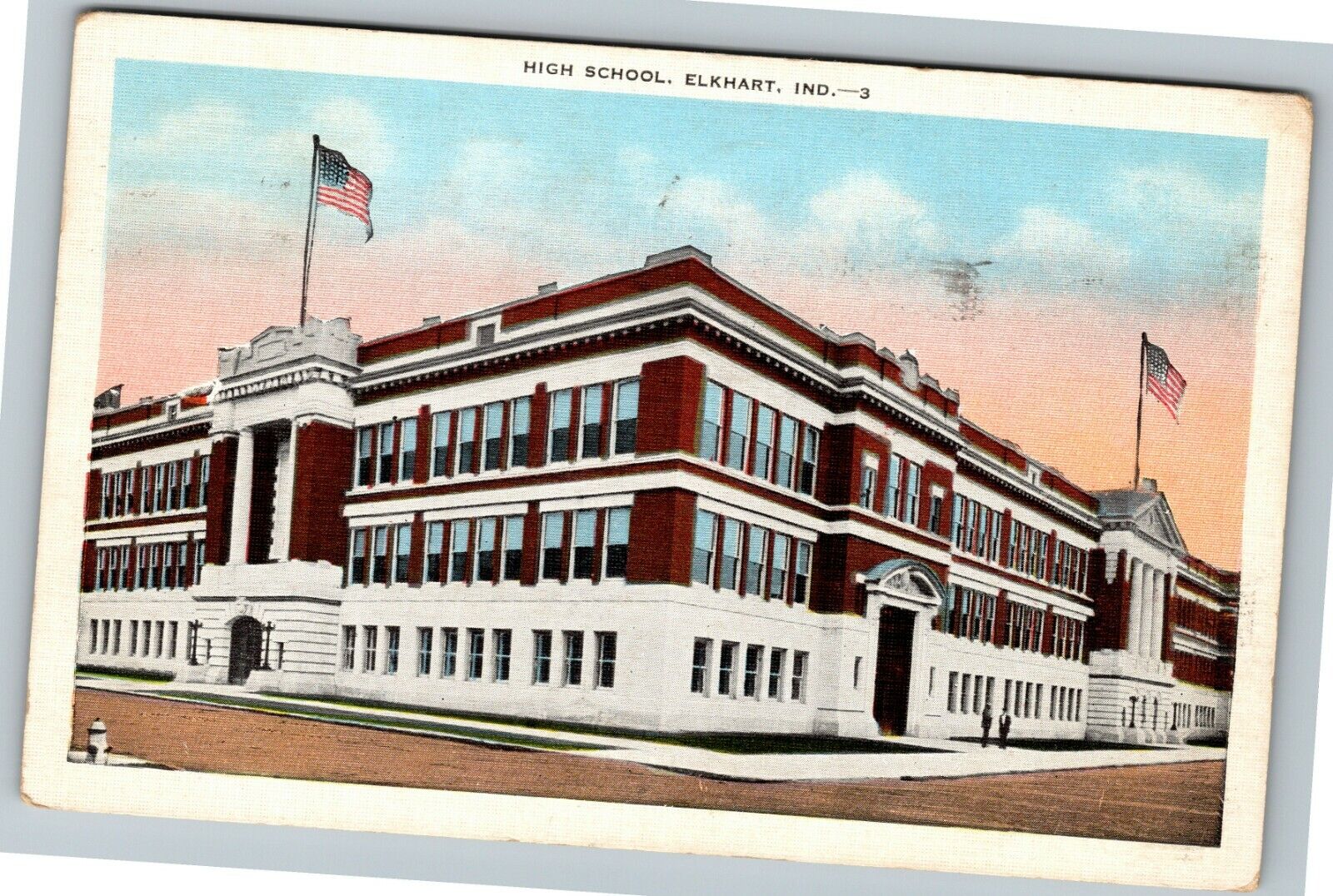 Elkhart IN Indiana, High School, c1936 Vintage Postcard