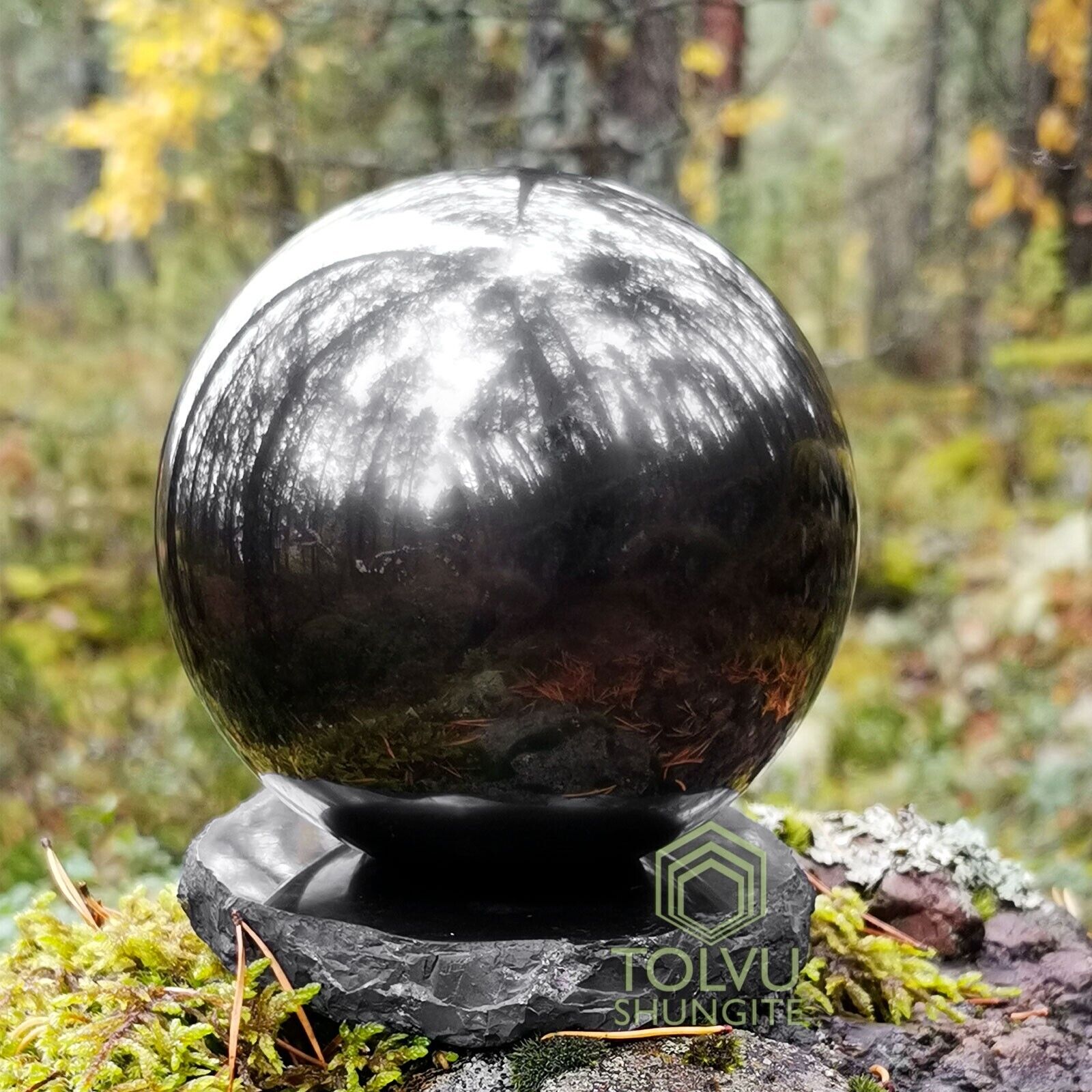 Shungite Crystal Sphere Big Size - 3.2 in. - Authentic shungite stone - Tolvu