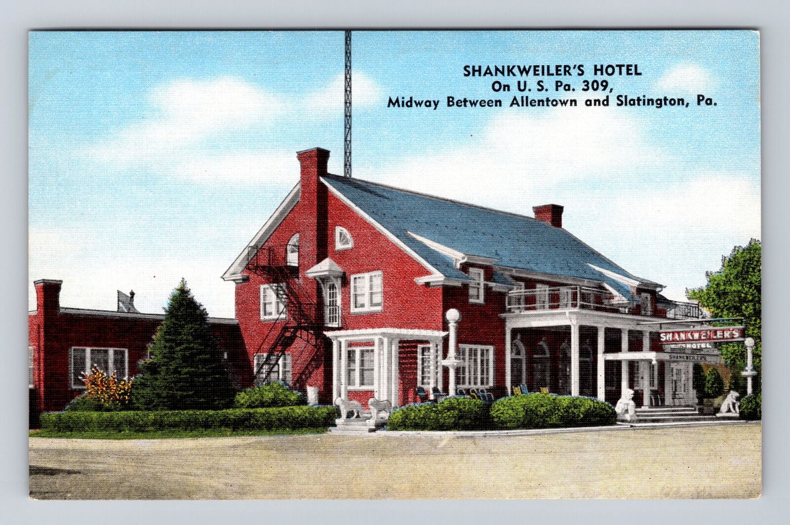 Allentown PA-Pennsylvania, Shankweiler's Hotel, Advertising, Vintage Postcard