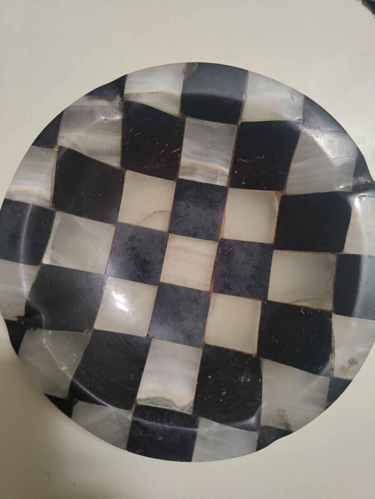 VNTG Onyx Ashtray-Black/White Checkered Pattern Alchemy Works-Heavy-High Quality