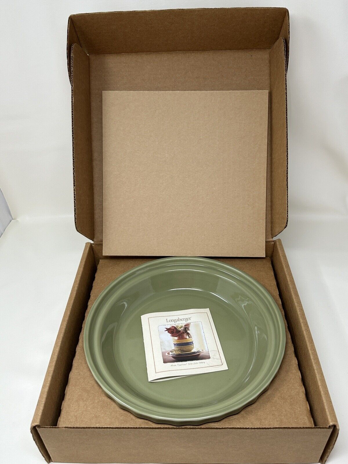 Longaberger Pottery Sage Woven Traditions 10 Inch Pie Plate ~ New In Box