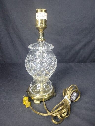 Ethan Allen Cut Crystal Table Lamp Urn Style Brass Base GOOD CONDITION