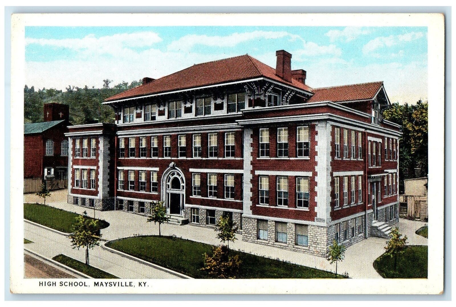 c1920\'s High School Exterior Maysville Kentucky KY Unposted Vintage Postcard