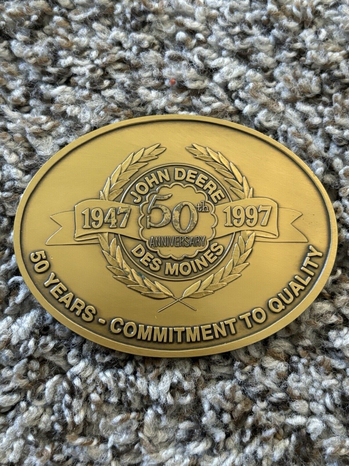 John Deere Des Moines Works 50th Anniversary Brass Medallion Limited 2575/3000