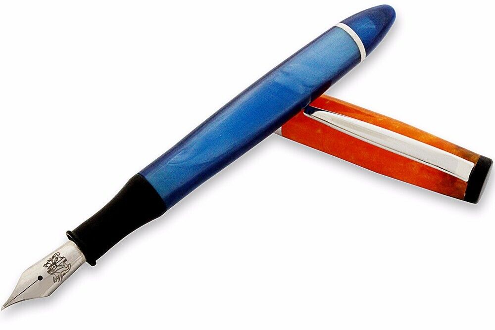 Sun & Sea FP  Fine Nib Sunset Orange and Striped Blue Waterman Type Cartridges