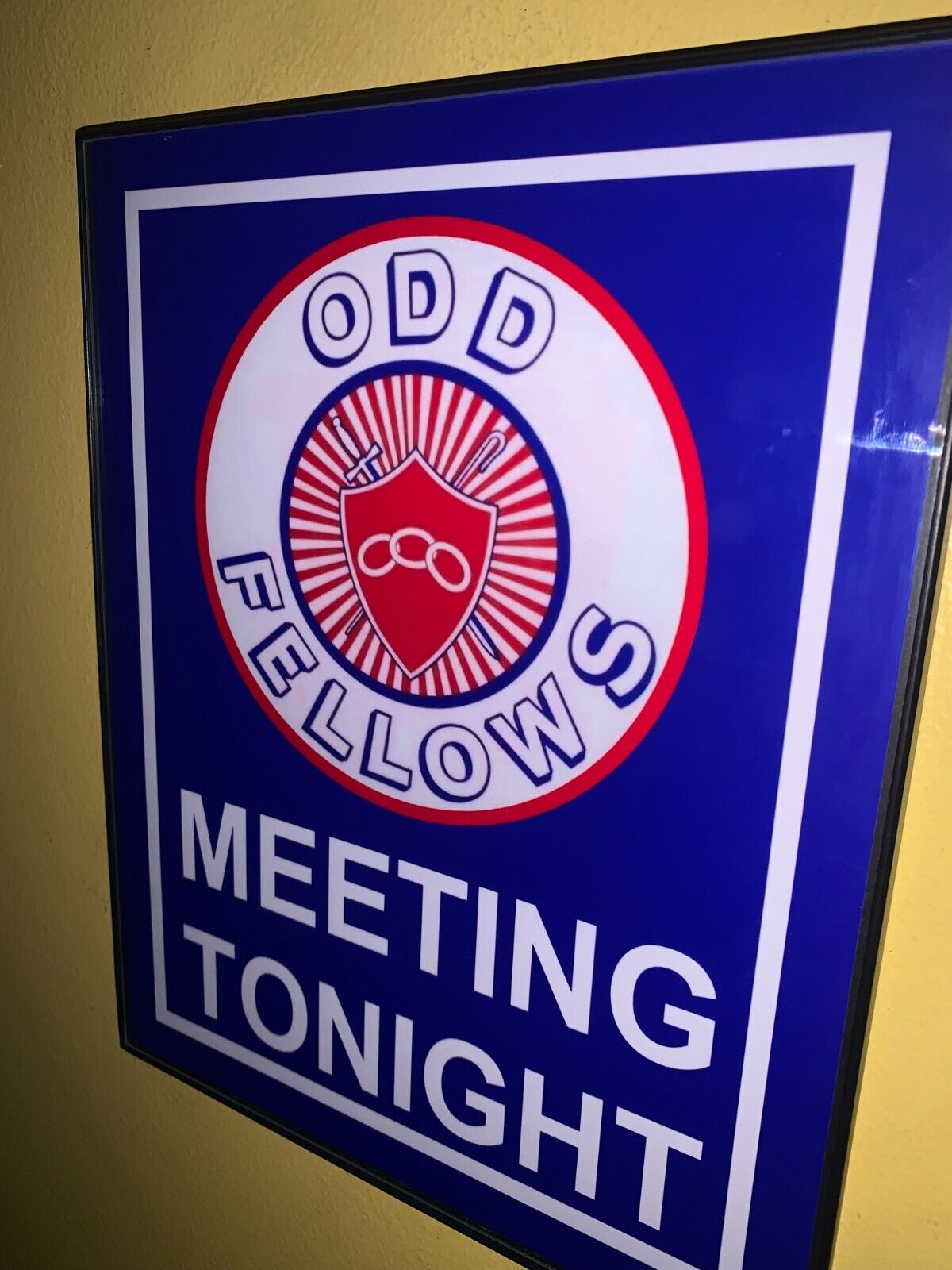 Odd Fellows Club Meeting Tonight Man Cave Bar Advertising Sign