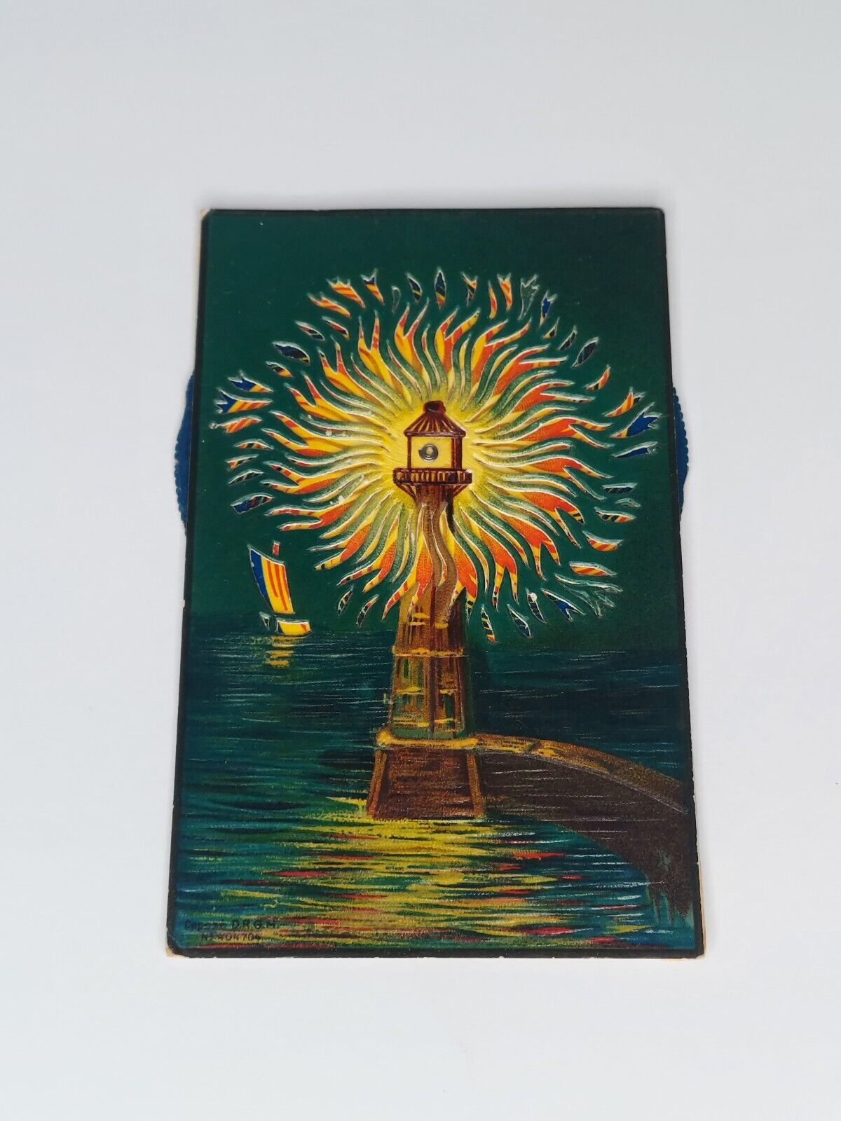 Antique Mechanical Lighthouse Postcard Beautiful Colors Divided Back Posted RARE