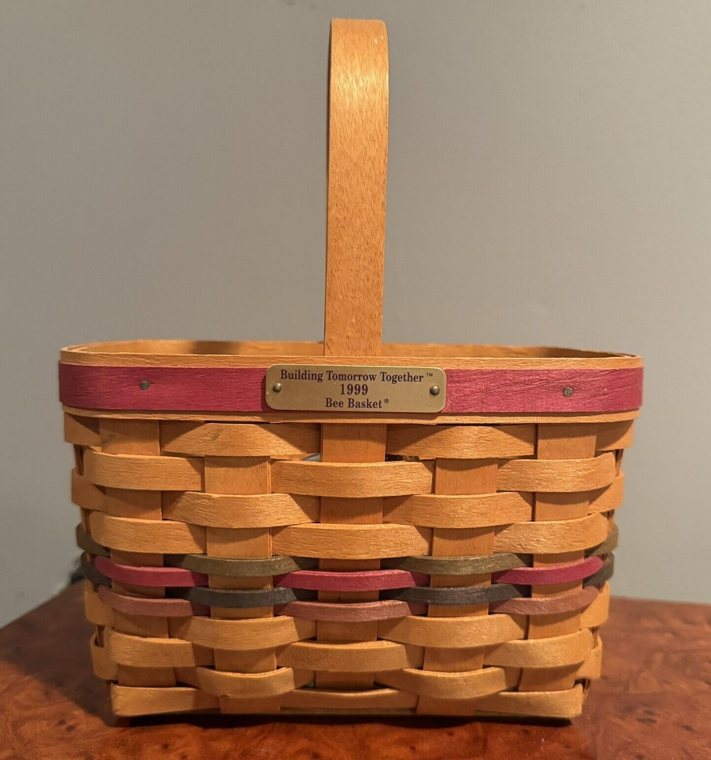 Longaberger 1999 Signed Bee Basket Building Tomorrow Together Multicolored USA