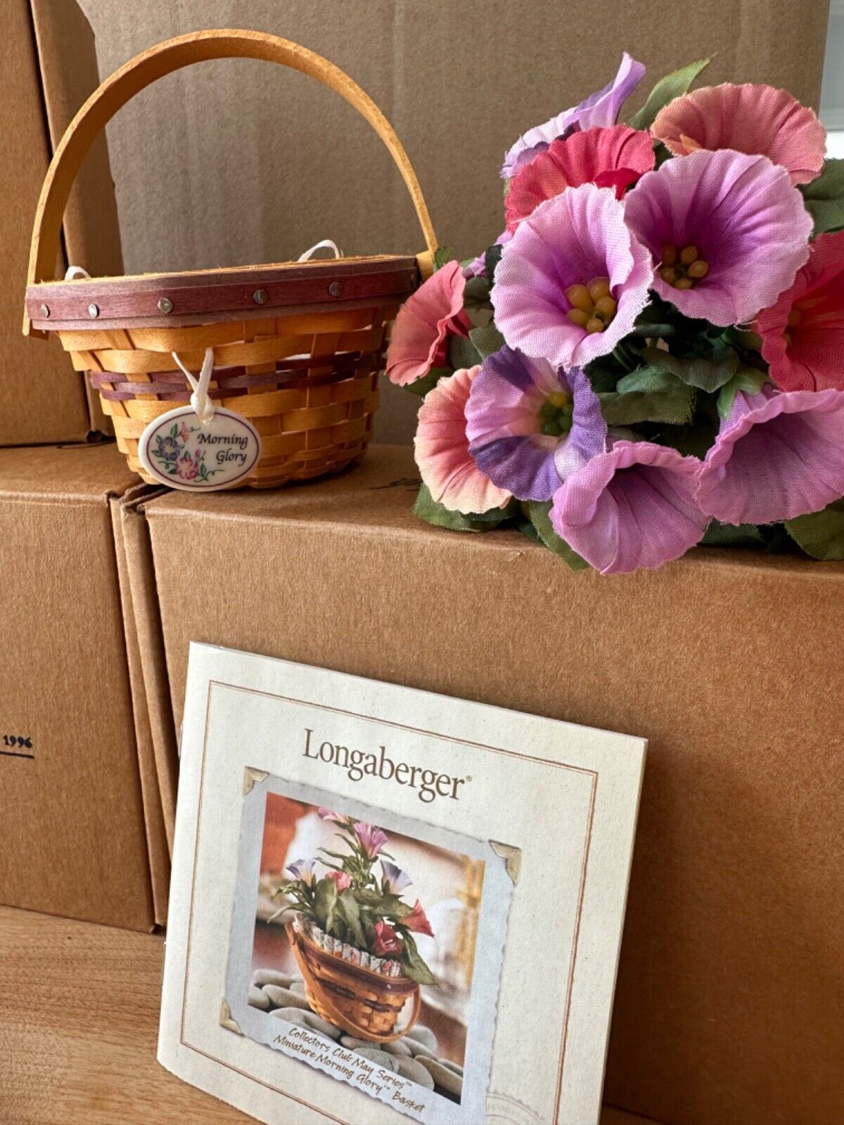 Longaberger Collectors Club May Series Mini Morning Glory Basket Set~3rd Edition