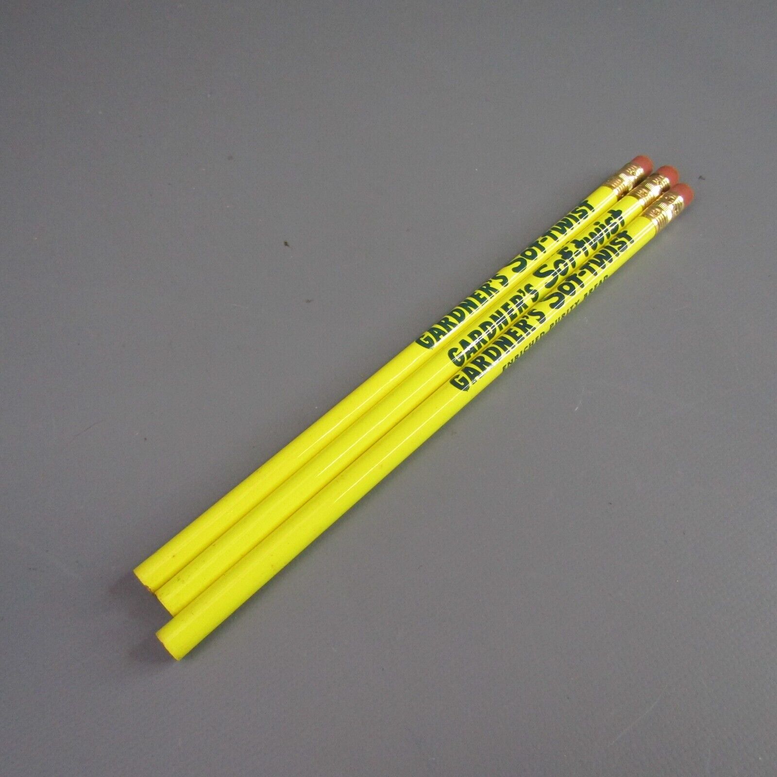 Vintage Gardner's Sof-Twist Enriched Purity Bread Pencil Lot of 3 Yellow Pencils