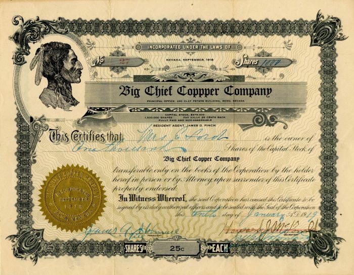 Big Chief Copper Co. - Indians