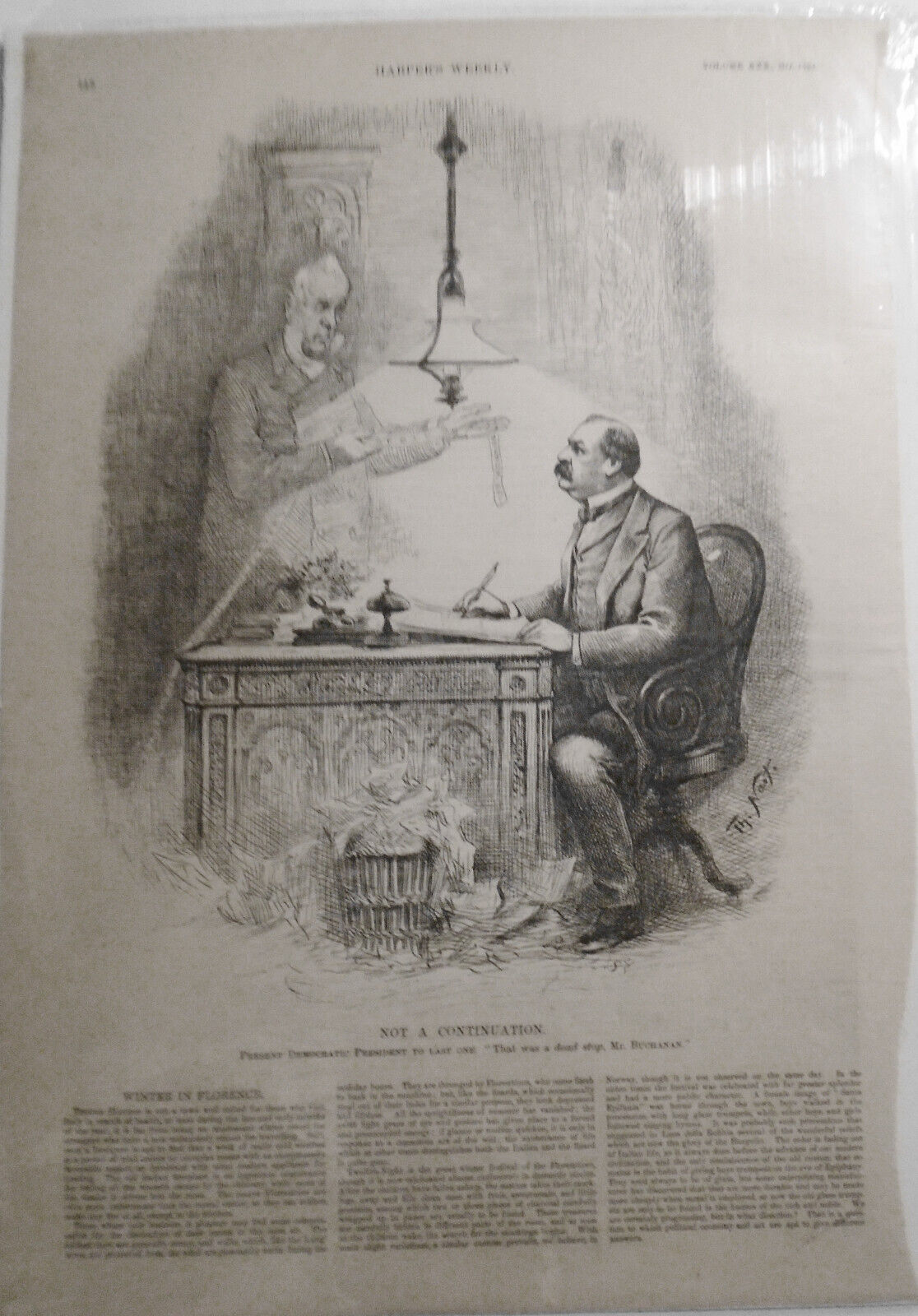 Not A Continuation, by Thomas Nast. Harper\'s Weekly, March 6, 1886. Original