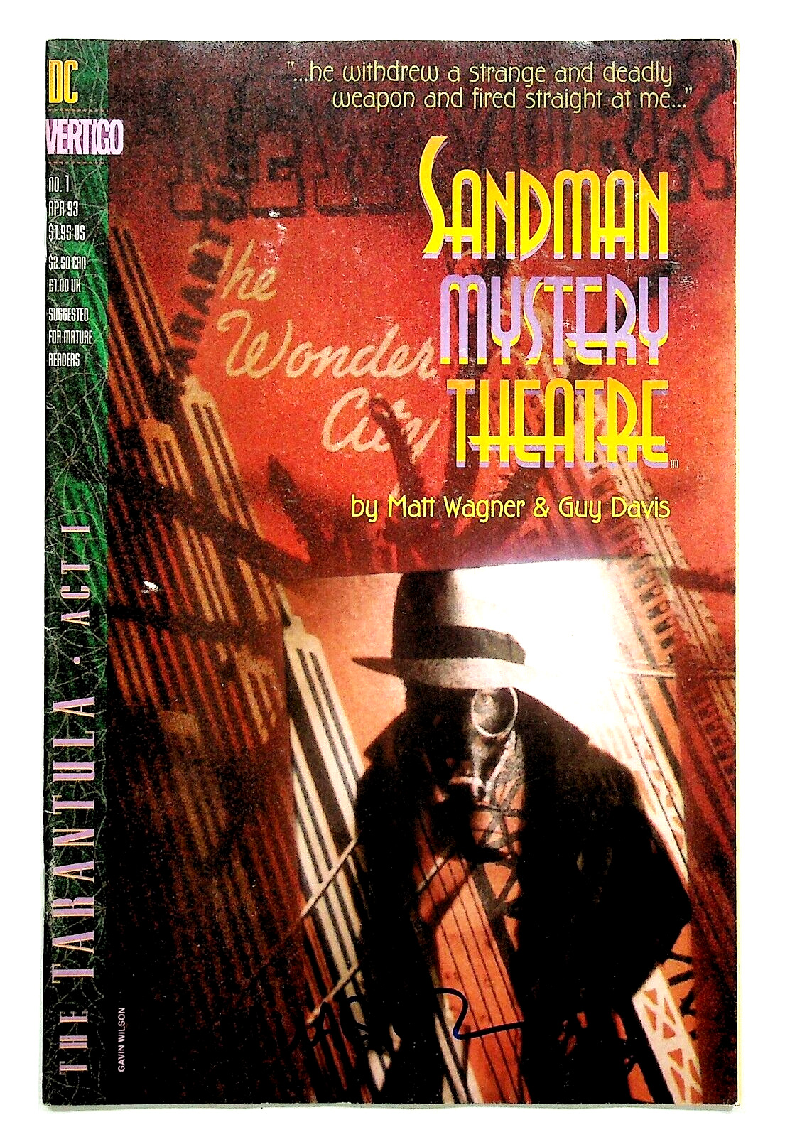 Sandman: Mystery Theatre #1 Signed by Matt Wagner DC Vertigos Comics