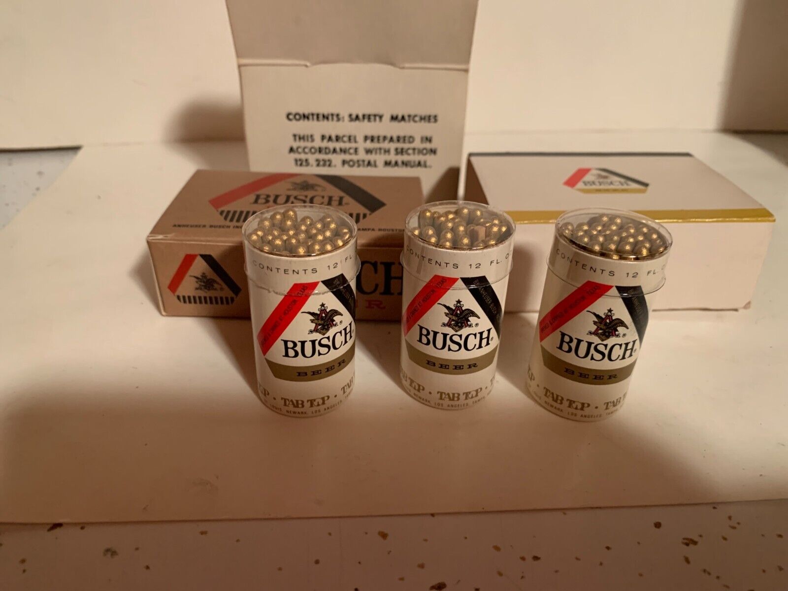 Vintage  ANHEUSER-BUSCH BEER  safety Matches in Small Busch Beer Can
