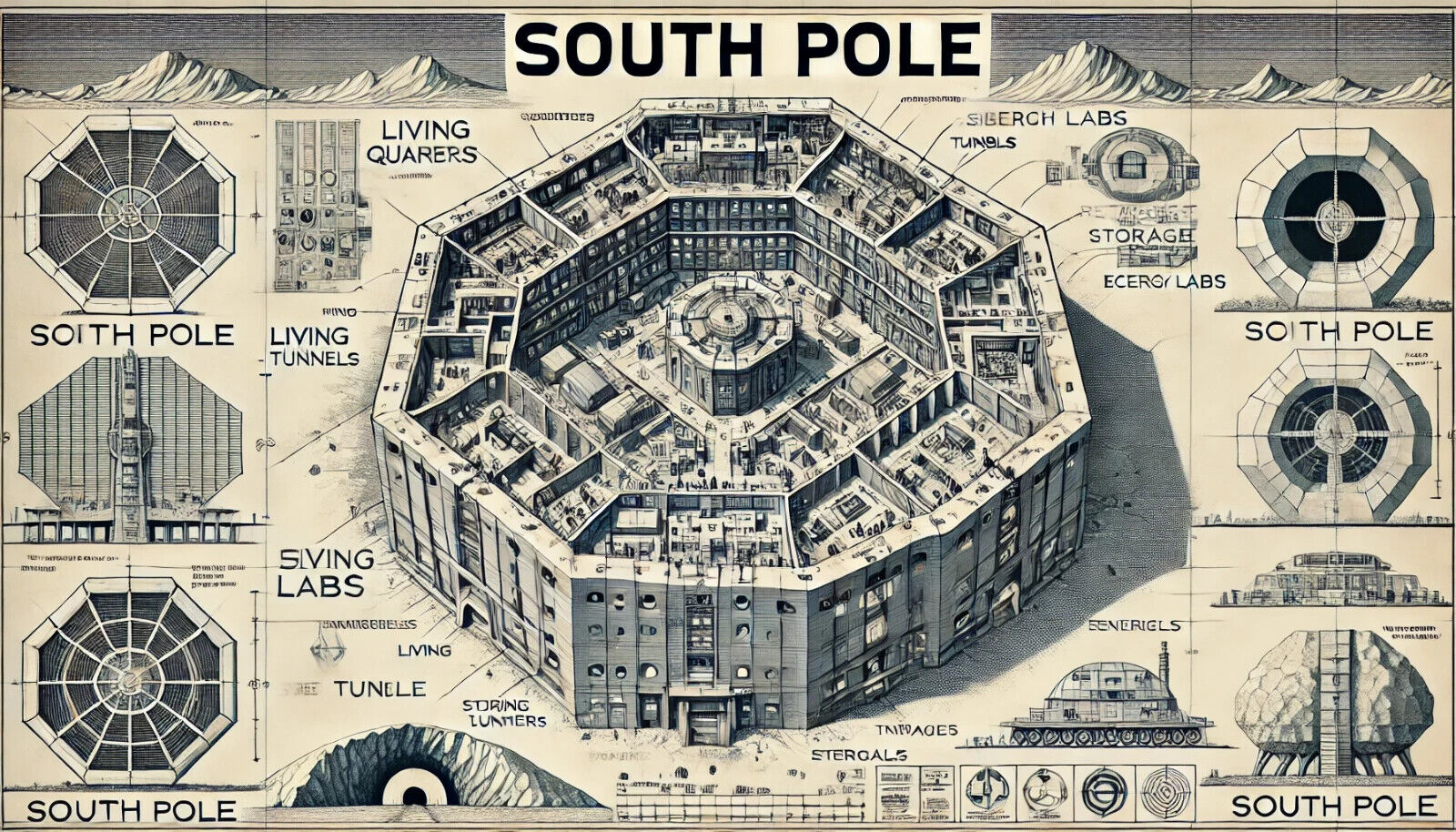 South Pole PYRAMID. Modern Giclee Print size:40 x 26 inches New