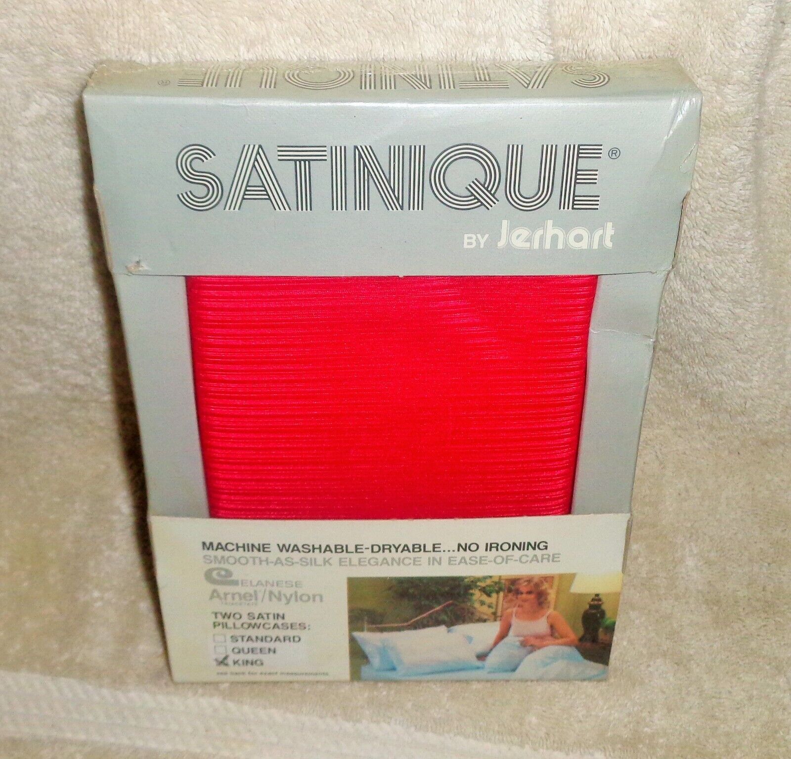 Vtg. SATINIQUE By Jerhart Two King Satin Pillowcases No Iron Sealed Rare Vintage