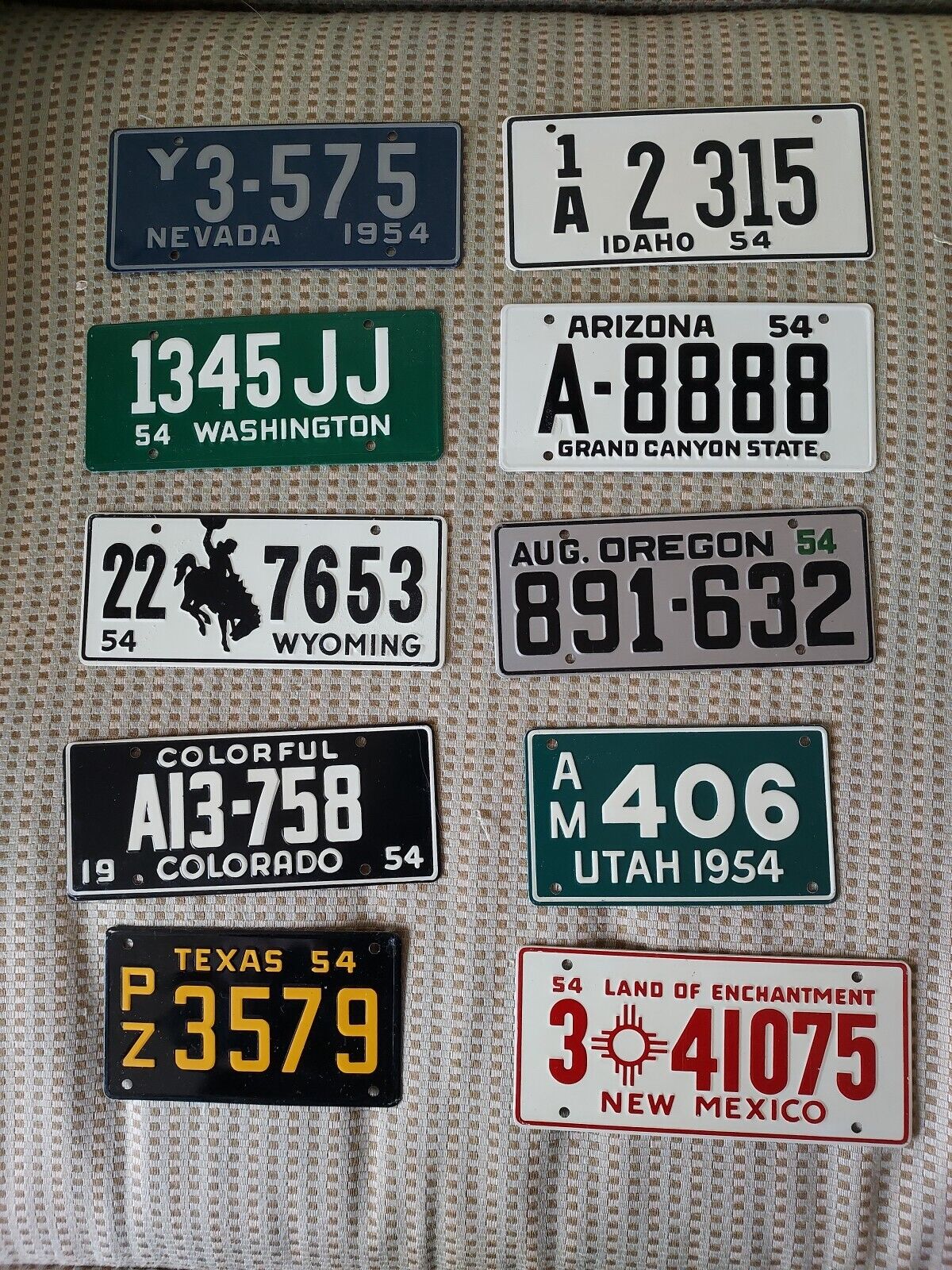 10 Vintage 1954 Bike License Plates, Western States