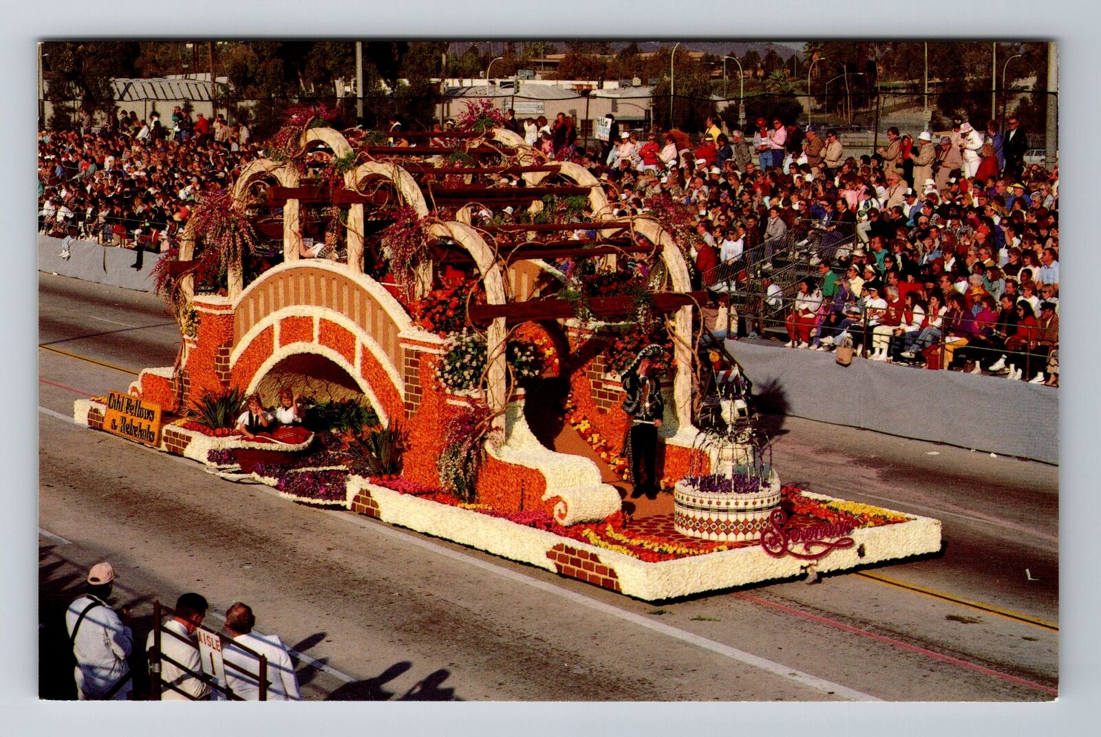 Pasadena CA-California, Rebekahs Float, Parade, Antique, Vintage Postcard